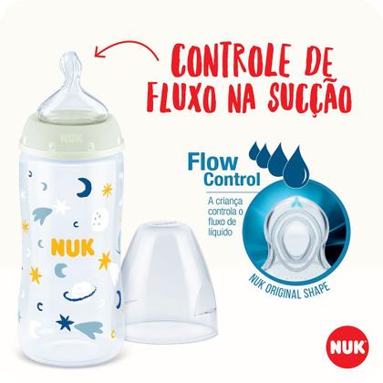Imagem de Kit com 2 mamadeiras de 300ml nuk fase 2 temp control brilha escuro boy anticólica antivazamento