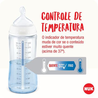 Imagem de Kit com 2 mamadeiras de 300ml nuk fase 2 temp control brilha escuro boy anticólica antivazamento