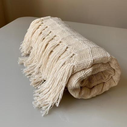 Imagem de Kit Com 2 Mantas Quadriculada Para Sofá E Camas Chocolate E Cru Xale 1,20X1,80 M