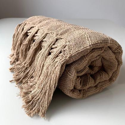 Imagem de Kit Com 2 Mantas Quadriculada Para Sofá E Camas Chocolate E Cru Xale 1,20X1,80 M