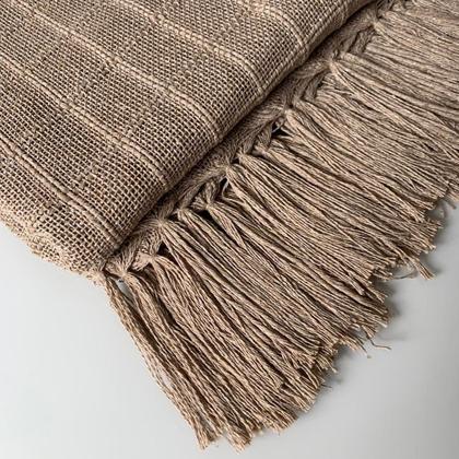 Imagem de Kit Com 2 Mantas Quadriculada Para Sofá E Camas Chocolate E Cru Xale 1,20X1,80 M