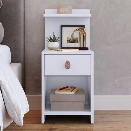 Imagem de Kit com 2 Mesa de Cabeceira 1 gaveta e prateleira Nicho com puxador Boss