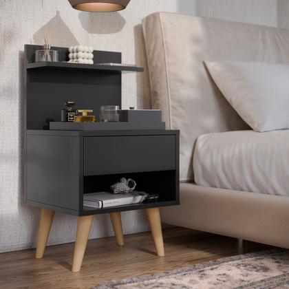 Imagem de Kit com 2 Mesa de Cabeceira Sleep Retrô com Pés Palito e 1 Gaveta