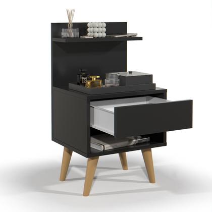 Imagem de Kit com 2 Mesa de Cabeceira Sleep Retrô com Pés Palito e 1 Gaveta