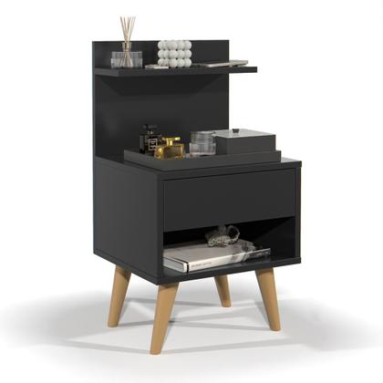 Imagem de Kit com 2 Mesa de Cabeceira Sleep Retrô com Pés Palito e 1 Gaveta