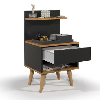 Imagem de Kit com 2 Mesa de Cabeceira Sleep Retrô com Pés Palito e 1 Gaveta