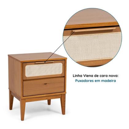 Imagem de Kit com 2 Mesas de Cabeceira 2 Gavetas Madeira Maciça Viena