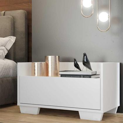 Imagem de Kit com 2 Mesas de Cabeceira 60 Cm com Pés Quadrados Branca