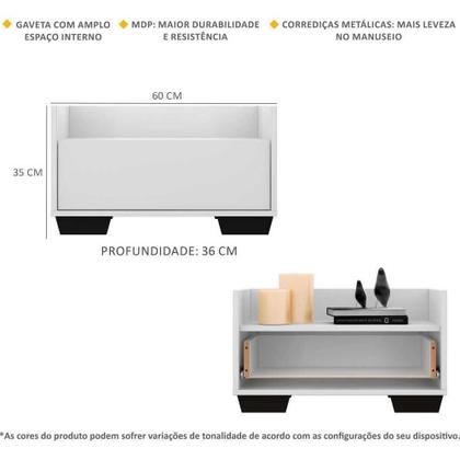 Imagem de Kit com 2 Mesas de Cabeceira 60 Cm com Pés Quadrados Branca