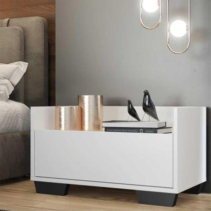 Imagem de Kit com 2 Mesas de Cabeceira 60 Cm com Pés Quadrados Branca