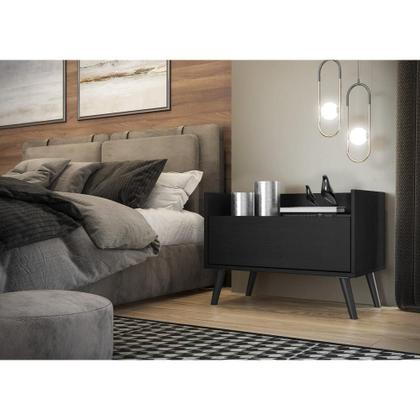 Imagem de Kit com 2 Mesas de Cabeceira 60 Cm com Pés Retrô Preta
