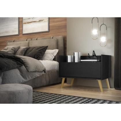 Imagem de Kit com 2 Mesas de Cabeceira 60 Cm com Pés Retrô Preta