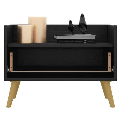 Imagem de Kit com 2 Mesas de Cabeceira 60 Cm com Pés Retrô Preta