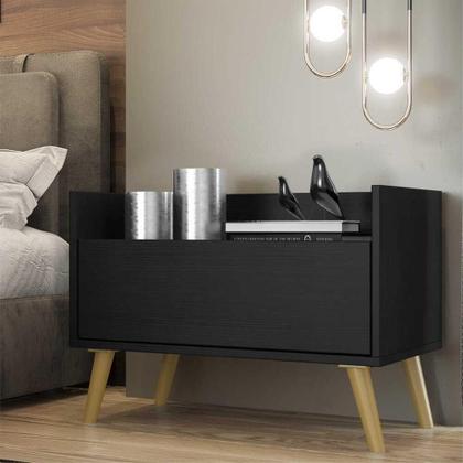 Imagem de Kit com 2 Mesas de Cabeceira 60 Cm com Pés Retrô Preta