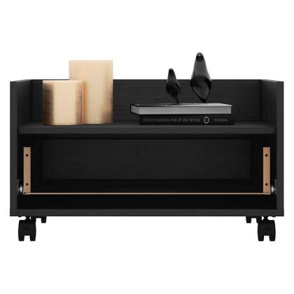 Imagem de Kit com 2 Mesas de Cabeceira 60 Cm com Rodízios Preta
