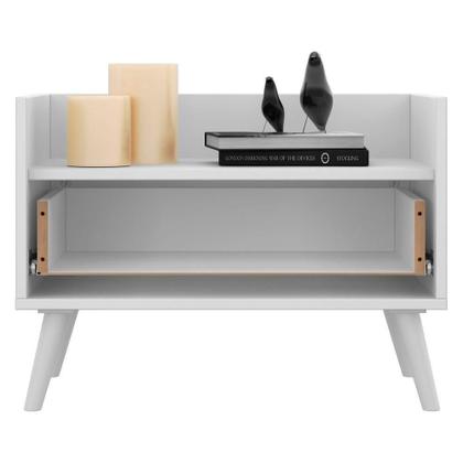 Imagem de Kit Com 2 Mesas De Cabeceira 60Cm Retrô Multimóveis V3633 Branca Branco