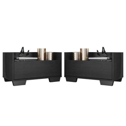 Imagem de Kit com 2 Mesas De Cabeceira 80 Cm com Pés Quadrados