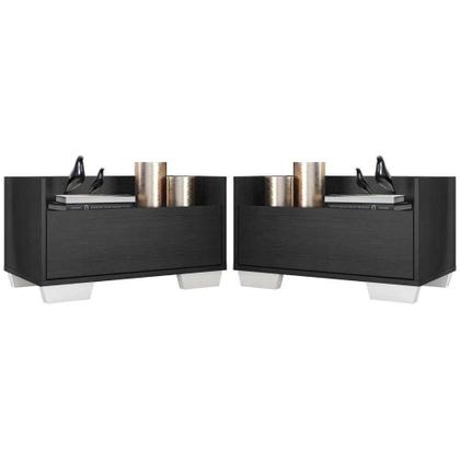 Imagem de Kit com 2 Mesas De Cabeceira 80 Cm com Pés Quadrados