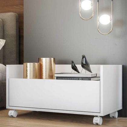 Imagem de Kit Com 2 Mesas De Cabeceira 80Cm Com Rodízios Multimóveis V4007 Branca Branco