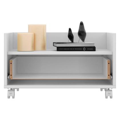 Imagem de Kit Com 2 Mesas De Cabeceira 80Cm Com Rodízios Multimóveis V4007 Branca Branco