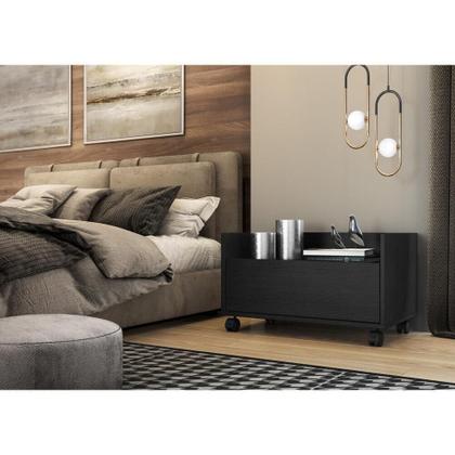 Imagem de Kit Com 2 Mesas De Cabeceira 80Cm Com Rodízios Multimóveis V4007 Preta Preto