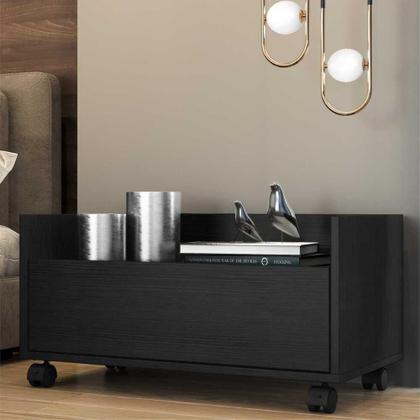 Imagem de Kit Com 2 Mesas De Cabeceira 80Cm Com Rodízios Multimóveis V4007 Preta Preto