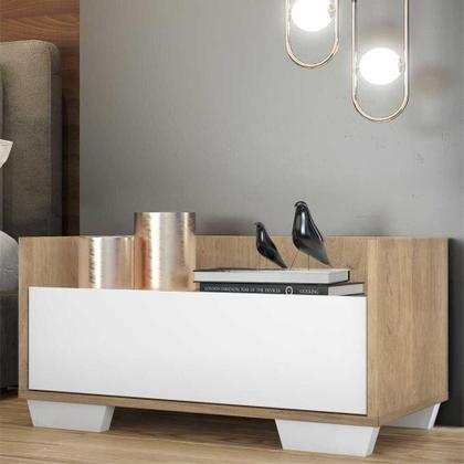 Imagem de Kit Com 2 Mesas De Cabeceira 80Cm Multimóveis V4003 Rustic/Branca Rustic/Branco