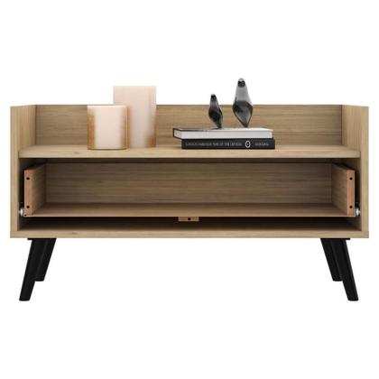 Imagem de Kit Com 2 Mesas De Cabeceira 80Cm Retrô Multimóveis V4002 Rustic/Branca/Preta Rustic/Branco/Preto