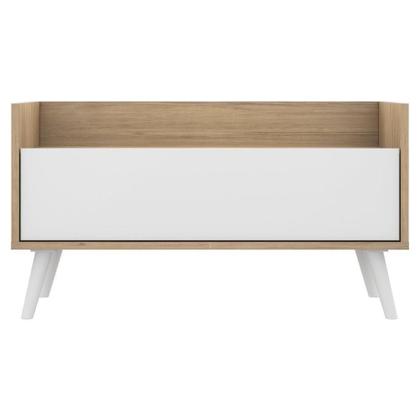 Imagem de Kit Com 2 Mesas De Cabeceira 80Cm Retrô Multimóveis V4002 Rustic/Branca Rustic/Branco