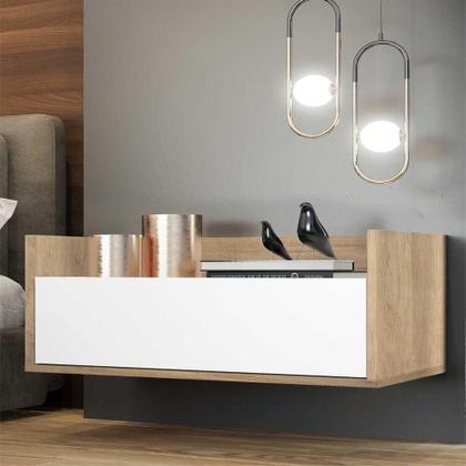 Imagem de Kit Com 2 Mesas De Cabeceira 80Cm Suspensa Multimóveis V4005 Rustic/Branca Rustic/Branco