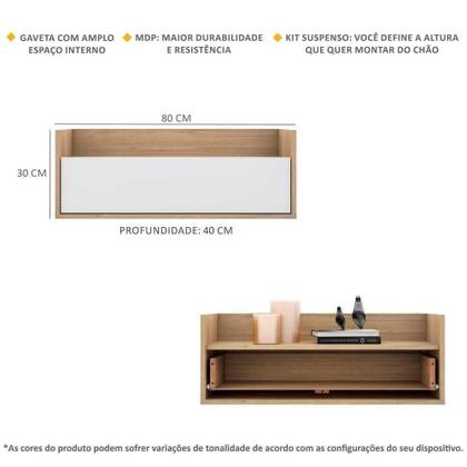 Imagem de Kit Com 2 Mesas De Cabeceira 80Cm Suspensa Multimóveis V4005 Rustic/Branca Rustic/Branco