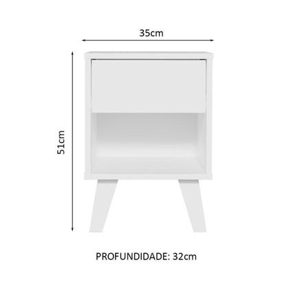 Imagem de Kit Com 2 Mesas De Cabeceira Brancas 1 Gaveta 3235