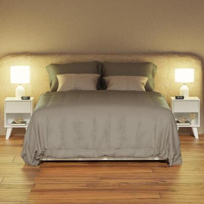 Imagem de Kit Com 2 Mesas De Cabeceira Brancas 1 Gaveta 3235