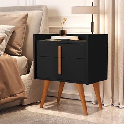 Imagem de Kit Com 2 Mesas De Cabeceira Quarto Retrô Decorativa Canto Lateral - Davi Preto G2 Plus