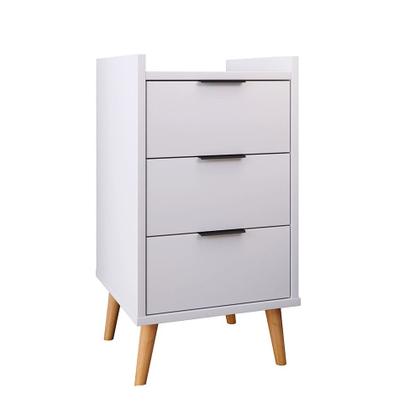 Imagem de Kit Com 2 Mesas De Cabeceira Retrô Mesinha Decorativa Quarto Casal - Toni 3 Gavetas - Branco - Lojas K7 Plus