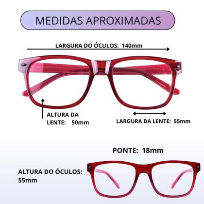 Imagem de Kit com 2 Óculos de Grau para Leitura / Trabalho / Descanso Unissex - Escolha a Cor e Grau 0.5 - 5.0