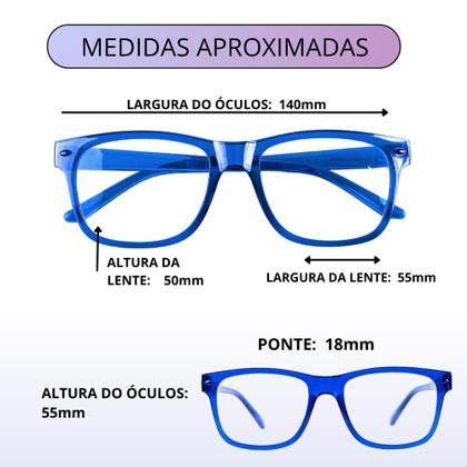 Imagem de Kit com 2 Óculos de Grau para Leitura / Trabalho / Descanso Unissex - Escolha a Cor e Grau 0.5 - 5.0