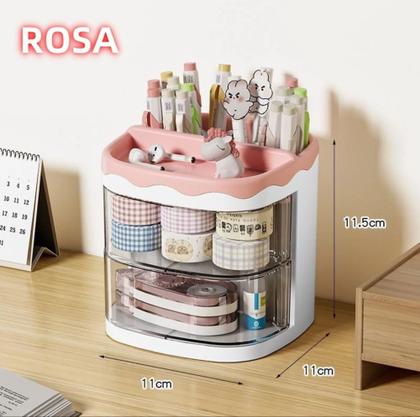 Imagem de Kit com 2 Organizador De Mesa Porta Lápis Caneta Com Divisorias De Gaveta Multiuso