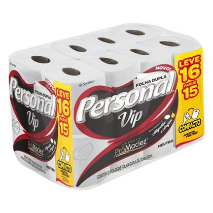 Imagem de Kit com 2 Papel Higiênico Personal Vip Folha Dupla Leve 16 Pague 15 Barato Atacado