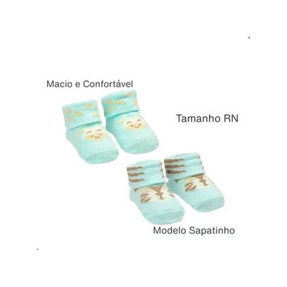 Imagem de Kit Com 2 Pares De Meias RN Masculina Tigre E Girafas Pimpolho