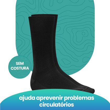 Imagem de Kit Com 2 Pares De Meias Social Selene Indicada Para Diabético Modelo Em Algodão