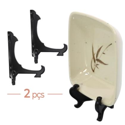 Imagem de Kit Com  2 Peças Suporte Para Pratos e Azulejos Preto 10cm