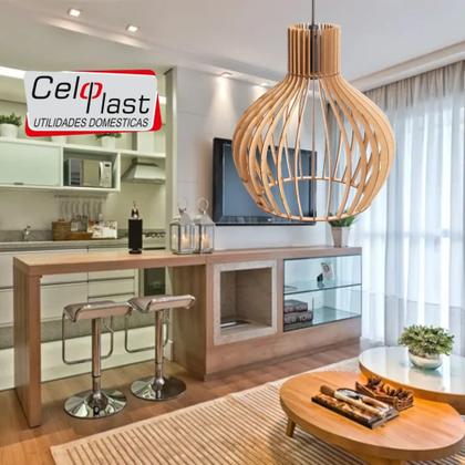 Imagem de Kit com 2 Pendentes Lustres Luminárias de Teto em Mdf Moderno de 37 CM