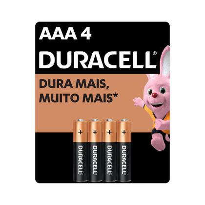 Imagem de Kit com 2 Pilhas Alcalina Duracell Palito AAA com 4 unidades
