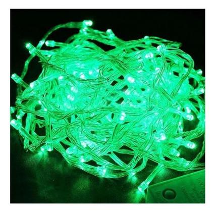 Imagem de Kit com 2 Pisca Pisca Verde Natal Led com 100 Lâmpadas 8 funções 220v Fio Transparente