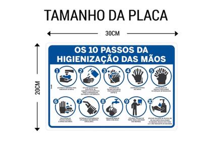 Imagem de  Kit com 2 Placas de Sinalização - 10 Passos para a Higienização das Mãos  PS (Poliestireno) para Conscientização em Saúde