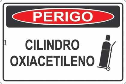 Imagem de  Kit com 2 Placas de Sinalização - Perigo: Cilindro de Oxiacetileno - Solda em PS (Poliestireno)