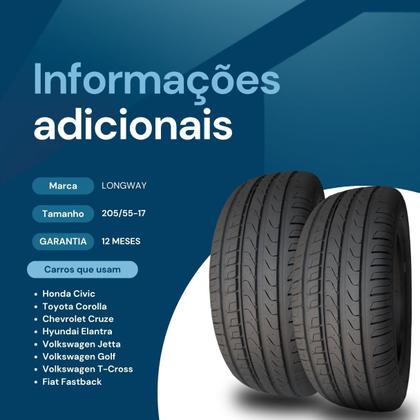 Imagem de Kit com 2 Pneus Remold 205/55 R17 Longway Para Jetta e Cruze Aro 17