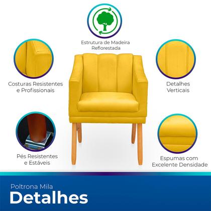 Imagem de Kit com 2 Poltronas Cadeira para Sala Confortável e Moderna Mila Suede