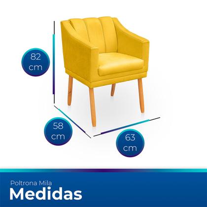 Imagem de Kit com 2 Poltronas Cadeira para Sala Confortável e Moderna Mila Suede